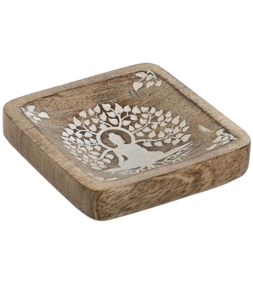 Dcasa Bandeja Vaciabolsillos De Madera Mango Buda Blanco