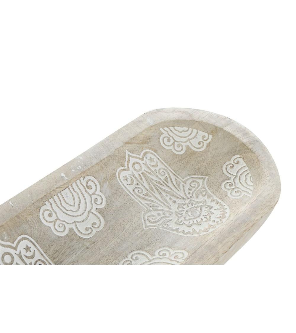 Dcasa Bandeja Vaciabolsillos De Madera Mango Tallado Mano Fatima Centro Mesa 199495