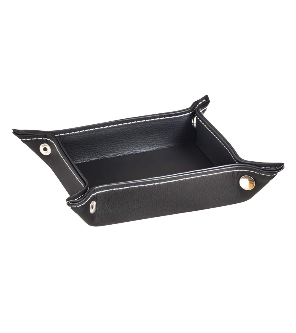 Dcasa Bandeja Vaciabolsillos De Piel Color Negro Para Entra De Casa 14x14 Cm