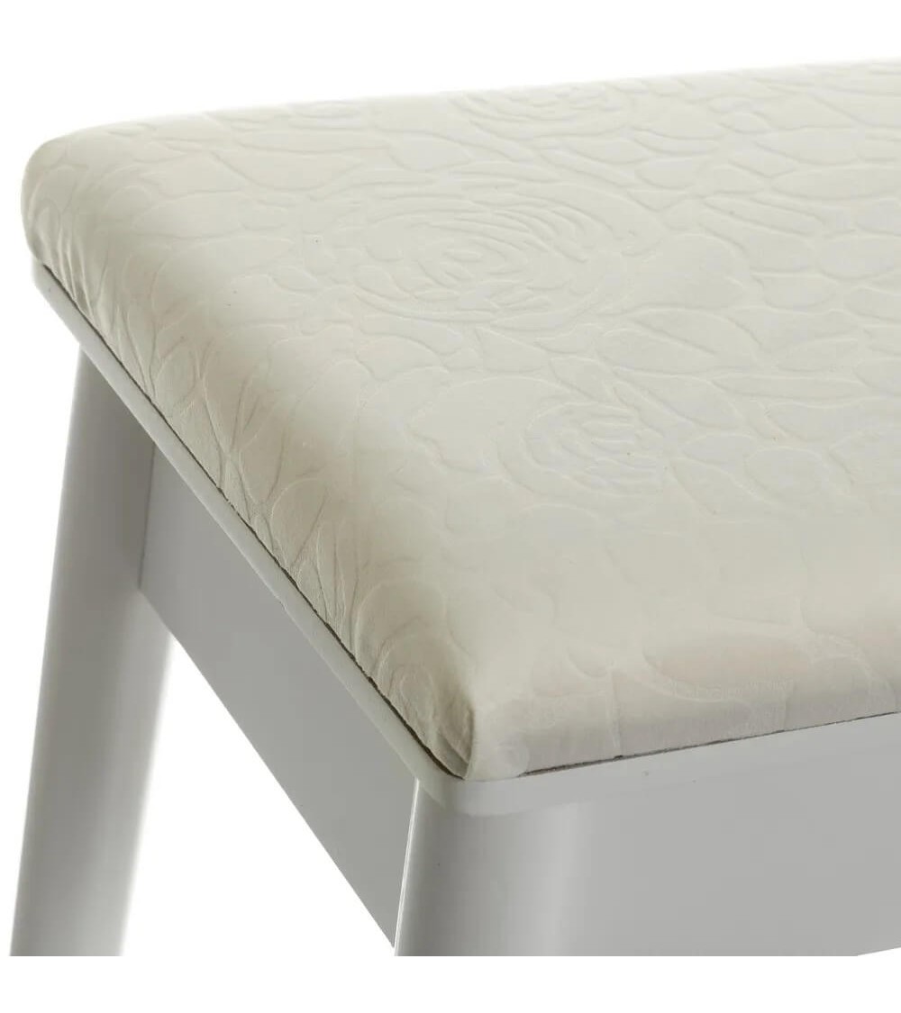 Dcasa Banqueta De Tocador De Madera De Paulonia Blanca De 45x28x38 Cm