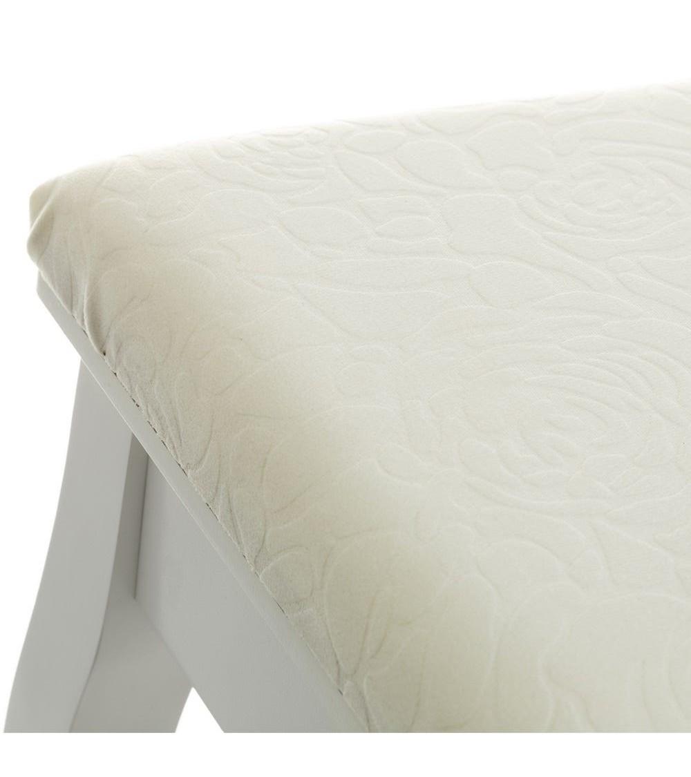 Dcasa Banqueta De Tocador De Madera De Paulonia Blanca De 50x30x39 Cm
