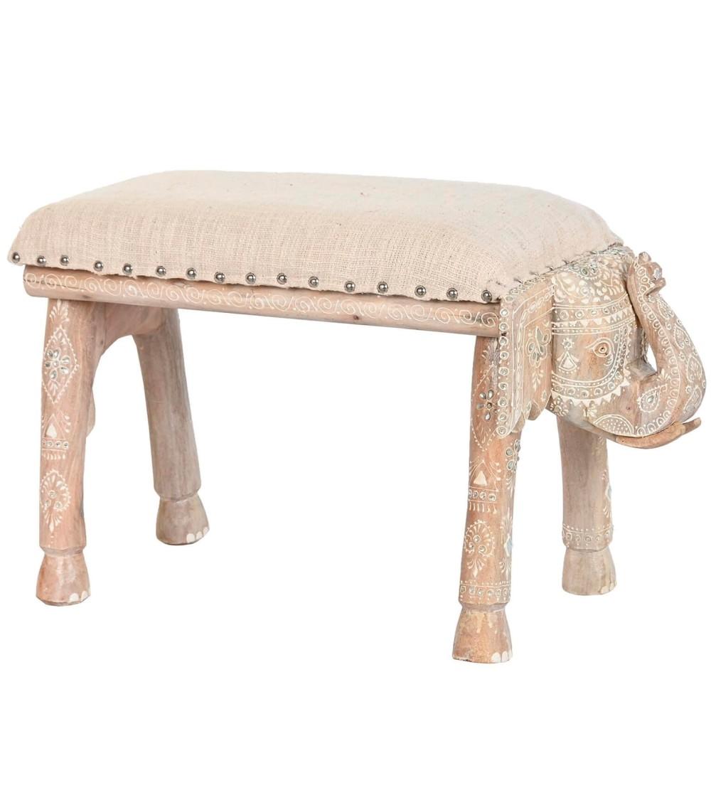 Dcasa Banqueta descalzadora elefante indio de madera mango para dormitorio