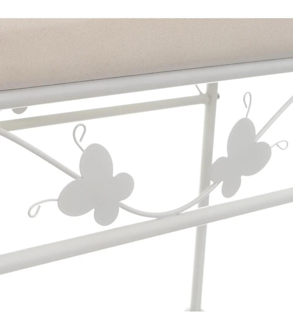 Dcasa Banqueta Pie De Cama De Metal Blanca De 64x68x30 Cm