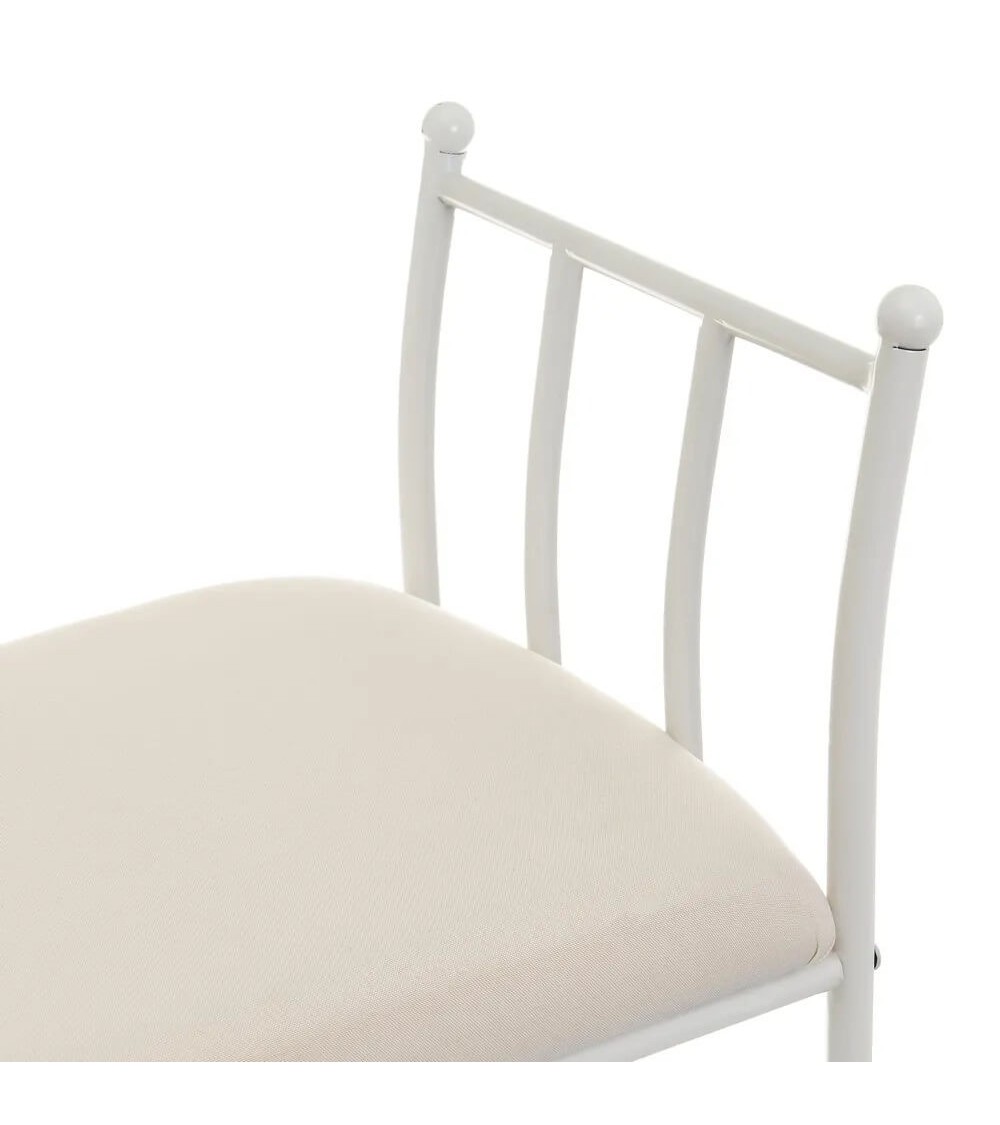 Dcasa Banqueta Pie De Cama De Metal Blanca De 64x68x30 Cm