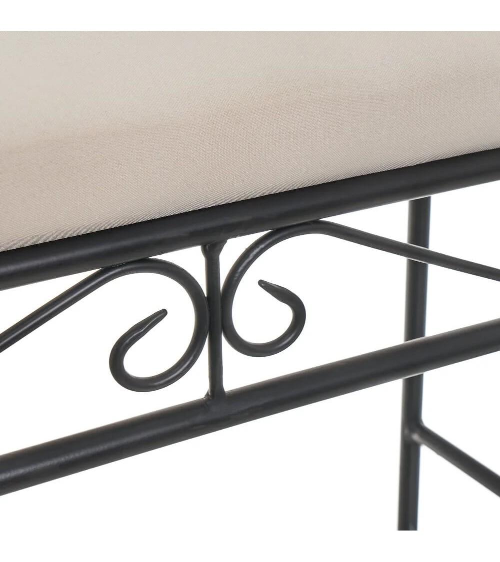 Dcasa Banqueta Pie De Cama De Metal Negra De 63x74x30 Cm