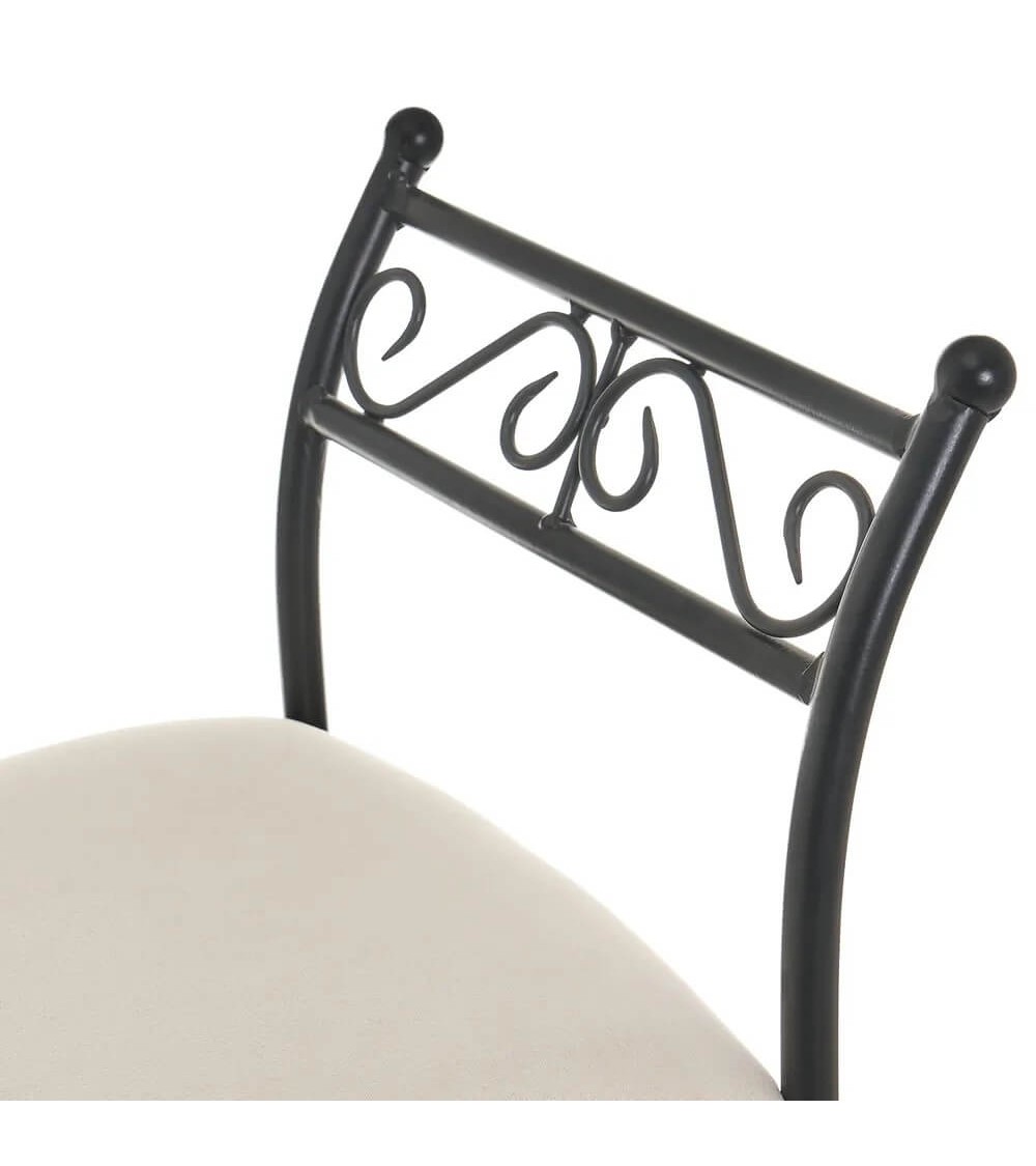 Dcasa Banqueta Pie De Cama De Metal Negra De 63x74x30 Cm