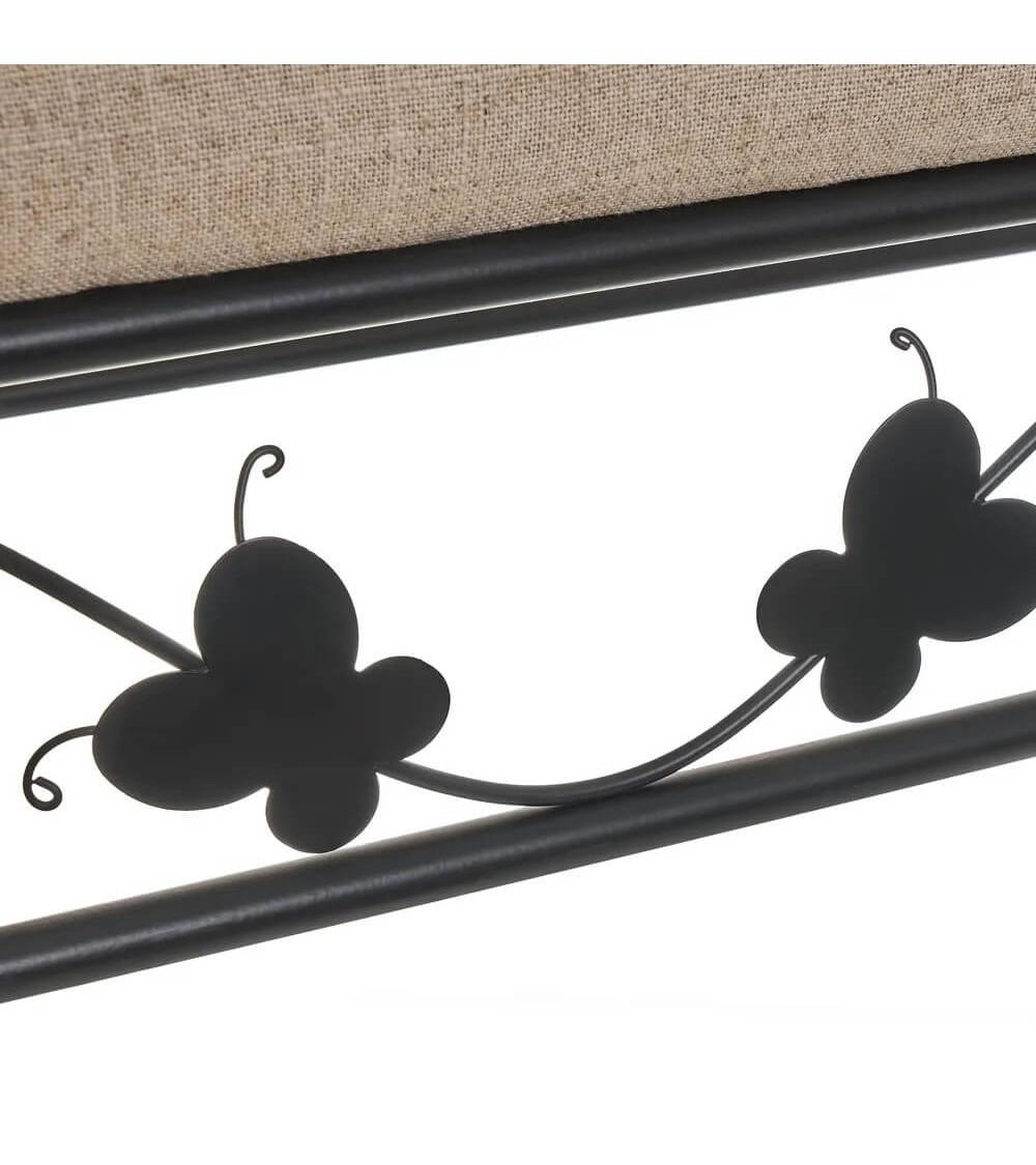 Dcasa Banqueta Pie De Cama De Metal Negra De 64x68x30 Cm