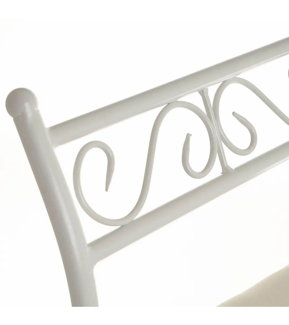 Dcasa Banqueta Pie De Cama De Metal Y Algodón Blanca De 73x30x65 Cm