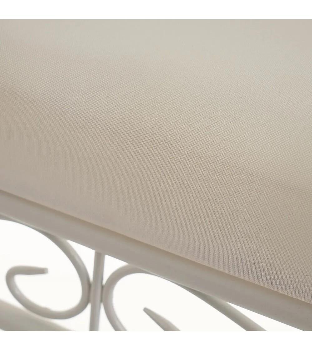 Dcasa Banqueta Pie De Cama De Metal Y Algodón Blanca De 73x30x65 Cm
