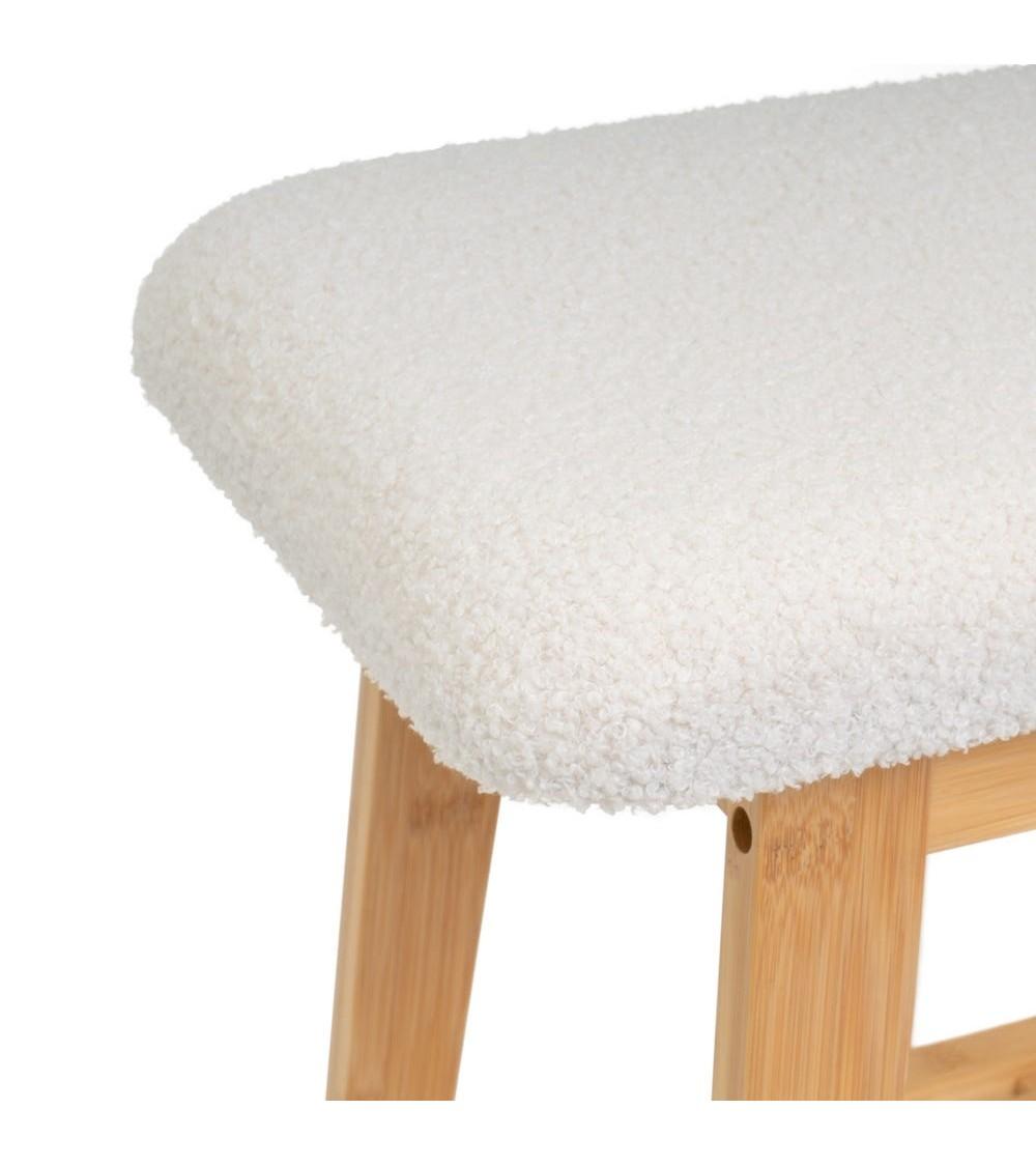 Dcasa Banqueta Zapatero Nordic 1 Estante De Bambú Natural Y Tela De Borreguito De 60 Cm