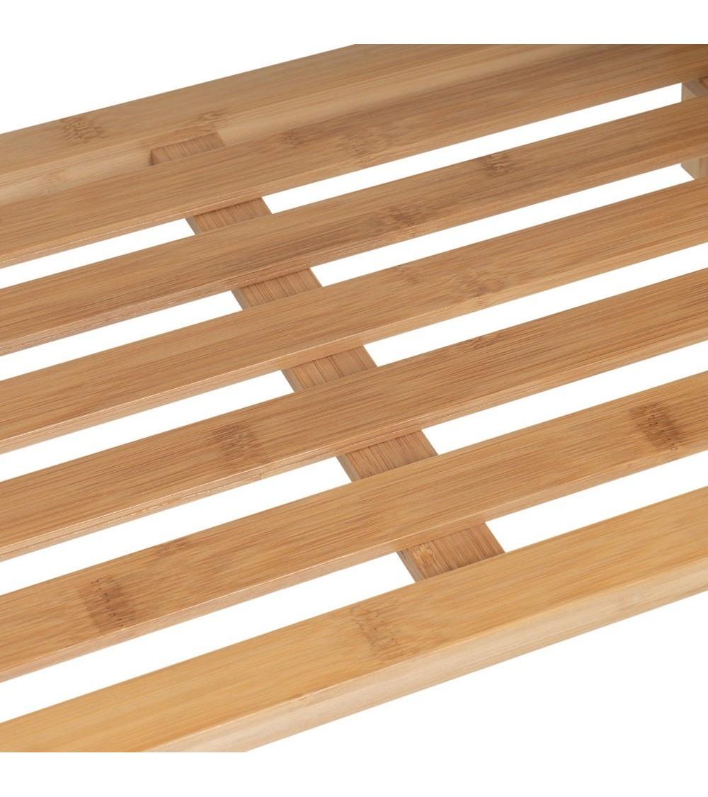 Dcasa Banqueta Zapatero Nordic 1 Estante De Bambú Natural Y Tela De Borreguito De 60 Cm