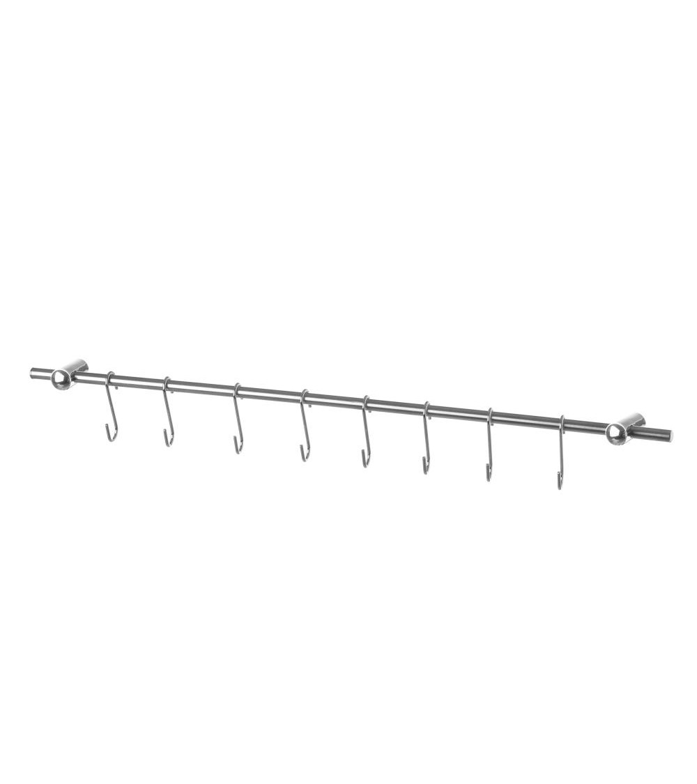 Dcasa Barra Colgador de Utensilios Acero Inoxidable Cocina 8 Ganchos 54 5cm