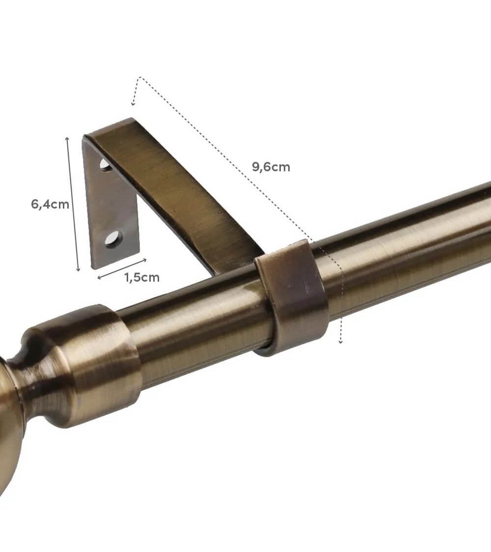 Dcasa Barra De Cortina Extensible De 122 A 211 Cm 2 Escuadras Y 2 Terminales Color Bronce De Metal