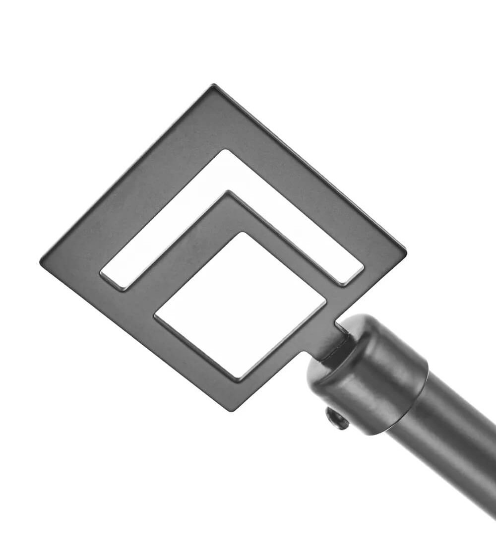 Dcasa Barra De Cortina Extensible De 122 A 211 Cm 2 Escuadras Y 2 Terminales Negro De Metal