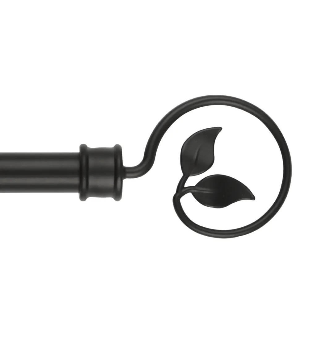 Dcasa Barra De Cortina Extensible De 122 A 211 Cm 2 Escuadras Y 2 Terminales Negro De Metal