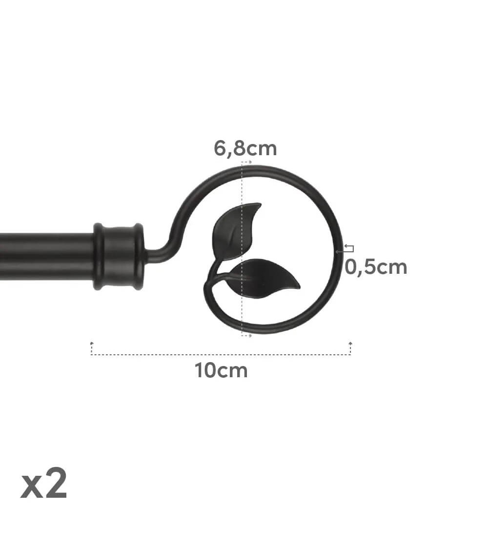 Dcasa Barra De Cortina Extensible De 122 A 211 Cm 2 Escuadras Y 2 Terminales Negro De Metal