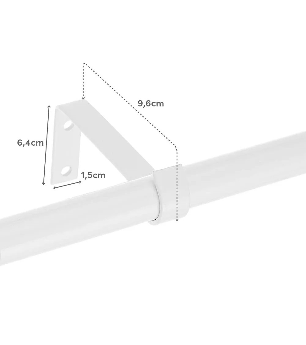 Dcasa Barra De Cortina Extensible De 122 A 211 Cm 2 Escuadras Y 2 Terminales Blanco De Metal