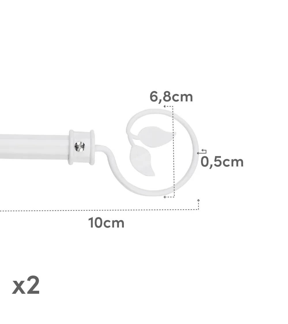 Dcasa Barra De Cortina Extensible De 122 A 211 Cm 2 Escuadras Y 2 Terminales Blanco De Metal