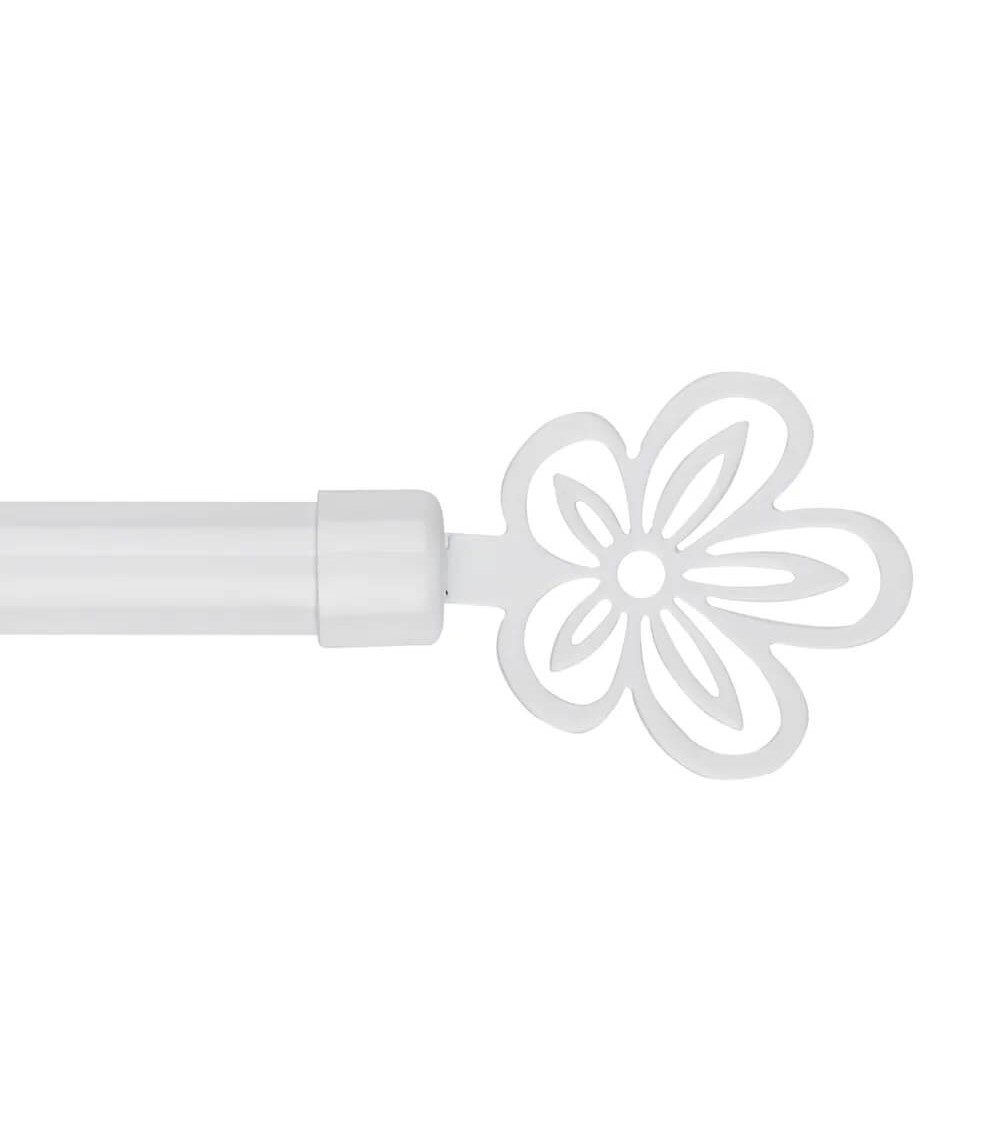 Dcasa Barra De Cortina Extensible De 122 A 211 Cm 2 Escuadras Y 2 Terminales Blanco De Metal