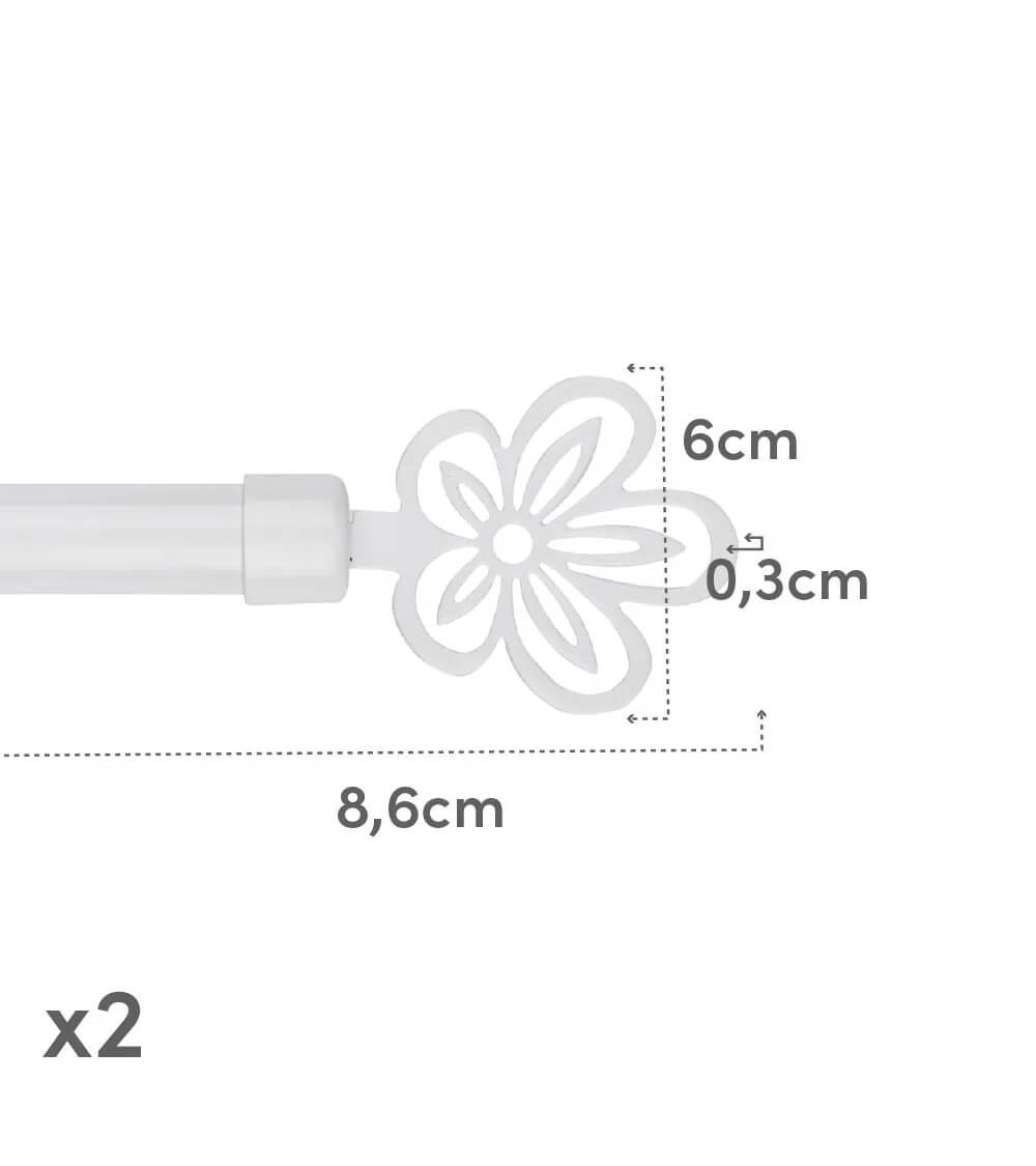 Dcasa Barra De Cortina Extensible De 122 A 211 Cm 2 Escuadras Y 2 Terminales Blanco De Metal
