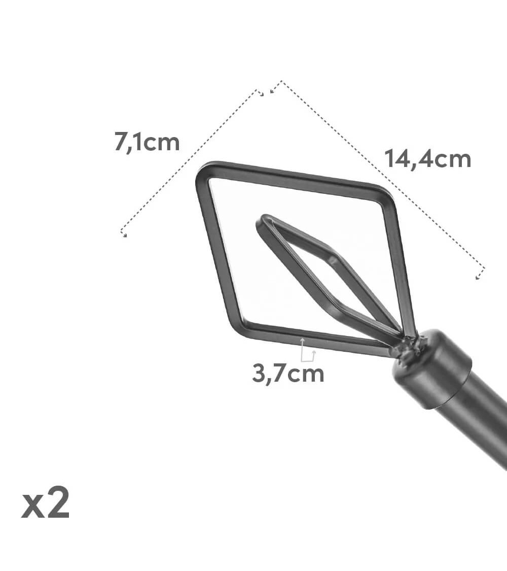 Dcasa Barra De Cortina Extensible De 122 A 211 Cm 2 Escuadras Y 2 Terminales Negro De Metal