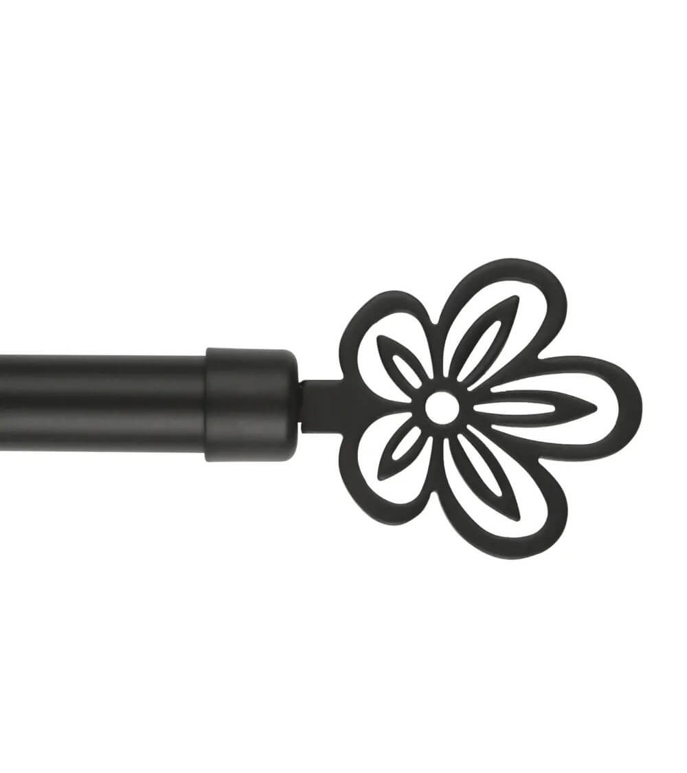 Dcasa Barra De Cortina Extensible De 122 A 211 Cm 2 Escuadras Y 2 Terminales Negro De Metal