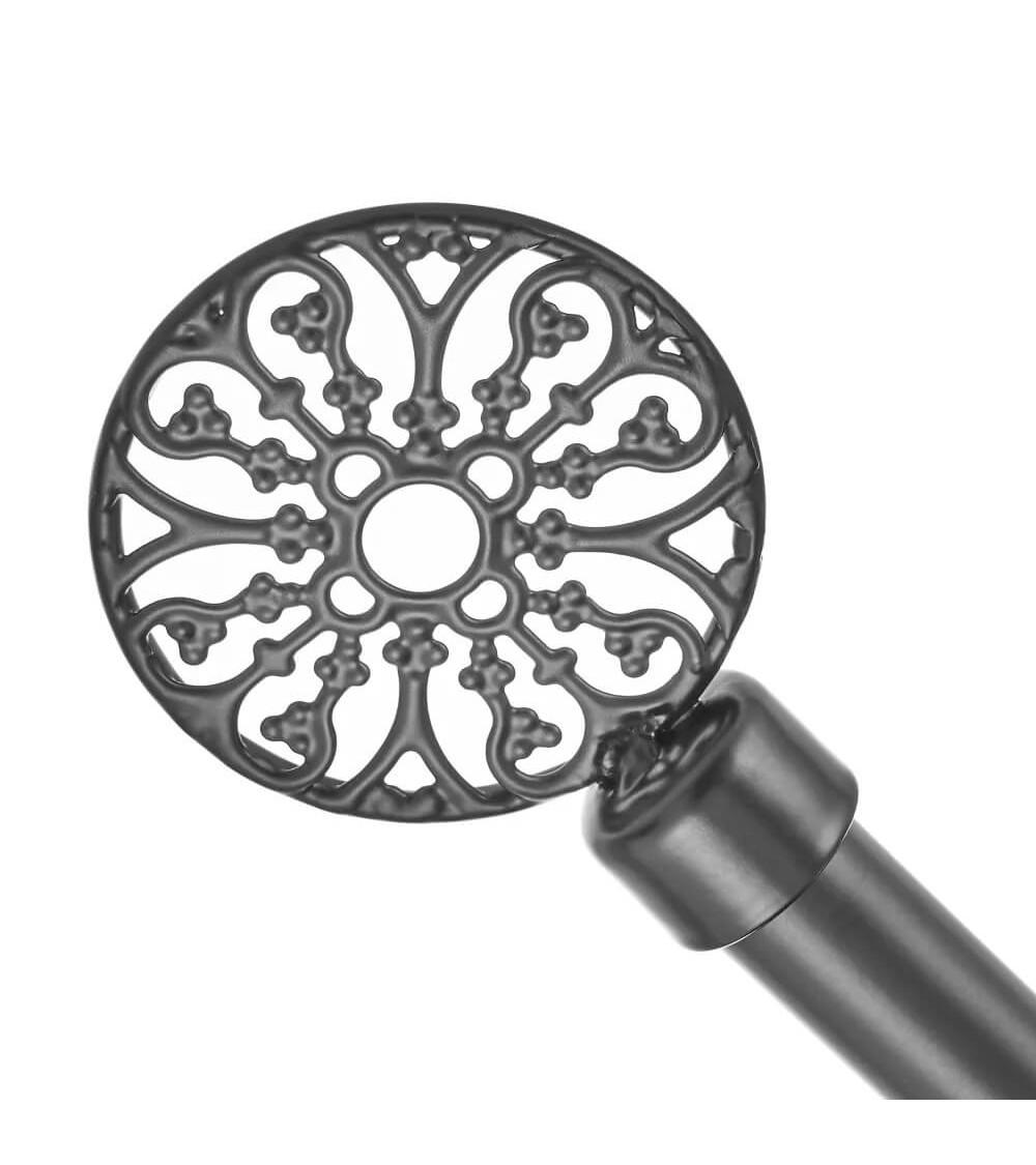 Dcasa Barra De Cortina Extensible De 122 A 211 Cm 2 Escuadras Y 2 Terminales Negro De Metal