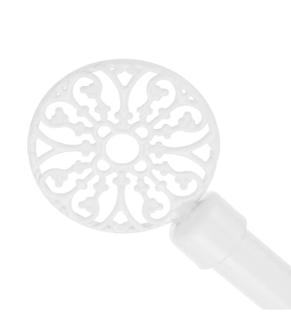 Dcasa Barra De Cortina Extensible De 122 A 211 Cm 2 Escuadras Y 2 Terminales Blanco De Metal