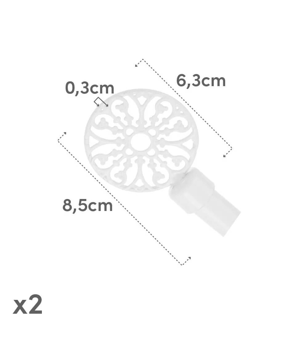 Dcasa Barra De Cortina Extensible De 122 A 211 Cm 2 Escuadras Y 2 Terminales Blanco De Metal