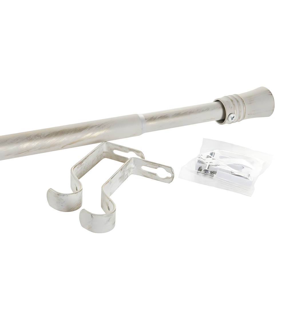 Dcasa Barra De Cortina Extensible De Metal Beige Envejecido Para Dormitorio De 120-210 Cm