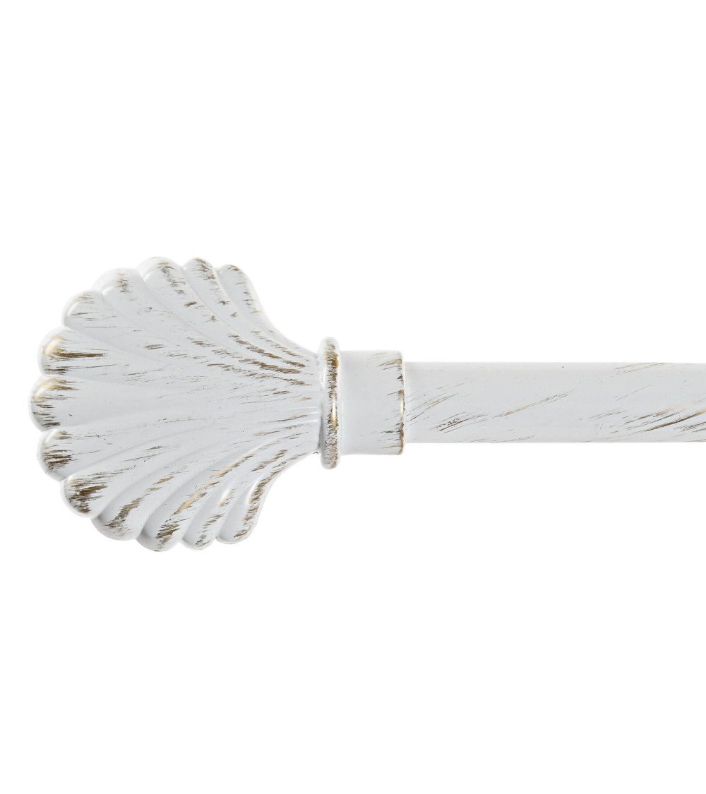 Dcasa Barra de cortina extensible de metal blanca minimalista para dormitorio vintage Concha de 120-210 cm