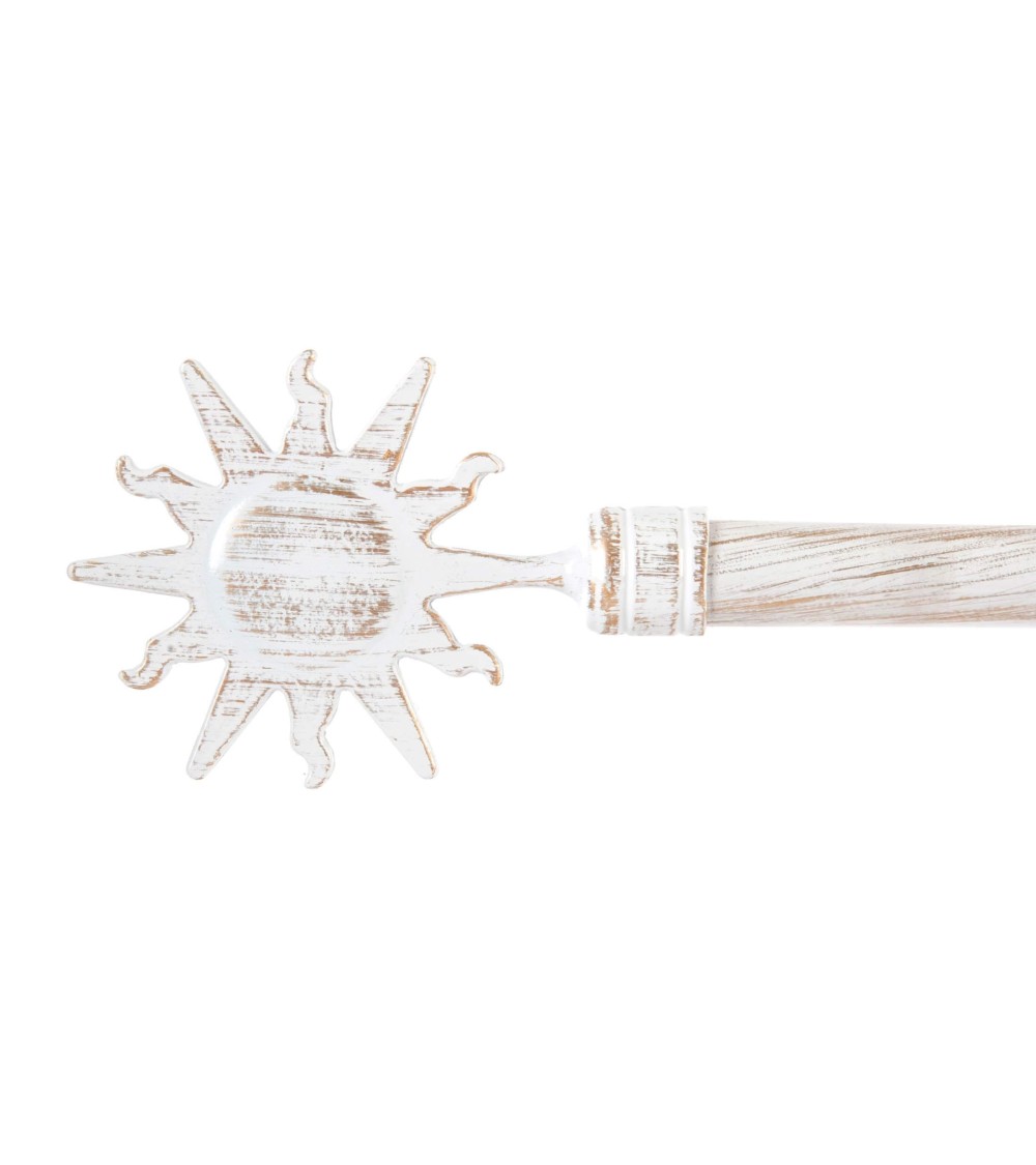 Dcasa Barra de cortina extensible de metal blanca minimalista para dormitorio vintage Sol de 120-210 cm