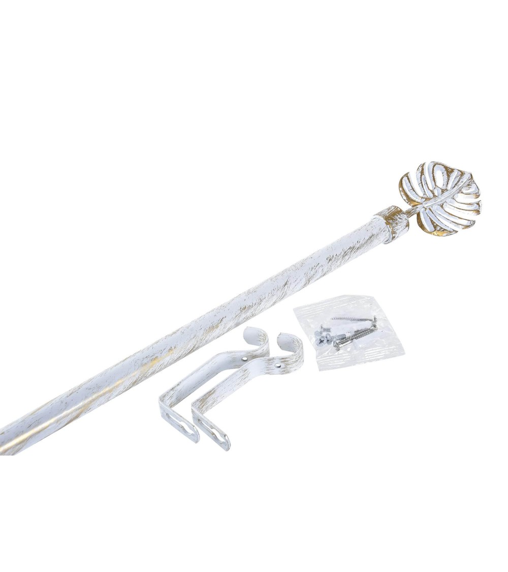 Dcasa Barra De Cortina Extensible De Metal Blanca Minimalista Para Dormitorio Vintage Hoja De 120-210 Cm