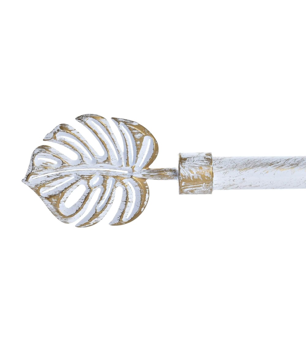 Dcasa Barra de cortina extensible de metal blanca minimalista para dormitorio vintage Hoja de 120-210 cm