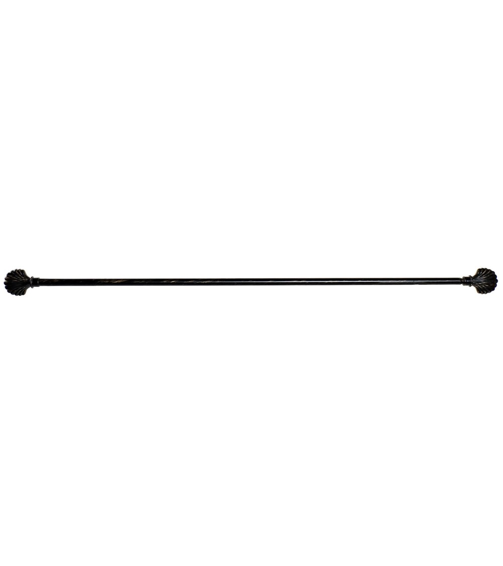 Dcasa Barra De Cortina Extensible De Metal Negra Envejecido Para Dormitorio De 120-210 Cm Concha