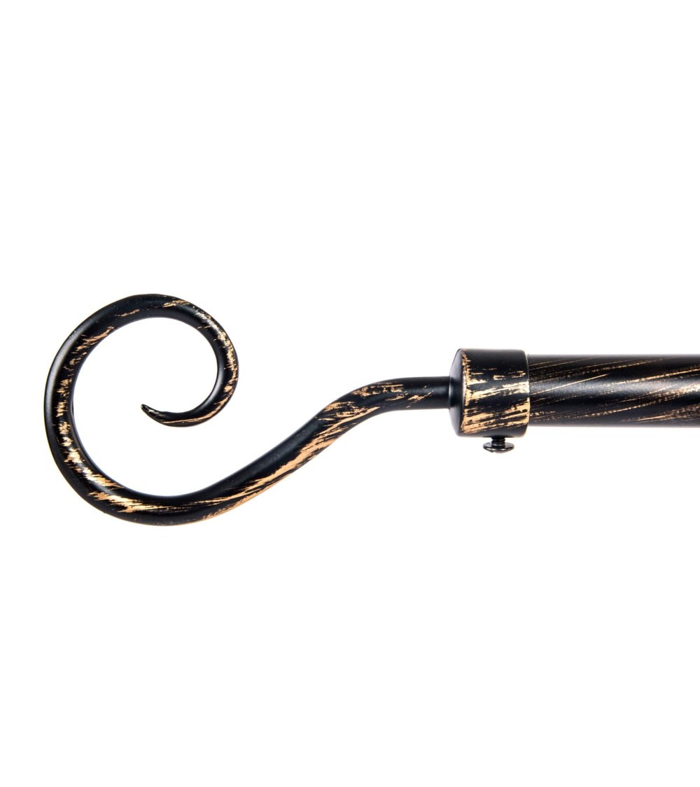 Dcasa Barra de Cortina Extensible de Metal Negra Envejecido para Dormitorio de 120-210 cm Espiral