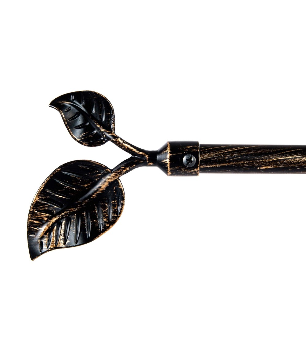 Dcasa Barra de Cortina Extensible de Metal Negra Envejecido para Dormitorio de 120-210 cm Hojas