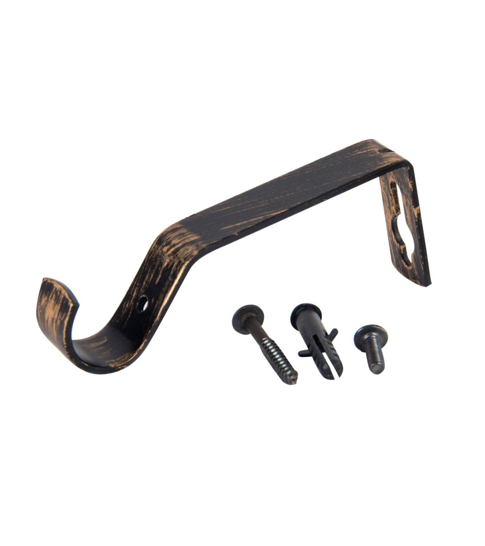 Dcasa Barra De Cortina Extensible De Metal Negra Envejecido Para Dormitorio De 120-210 Cm Forma S