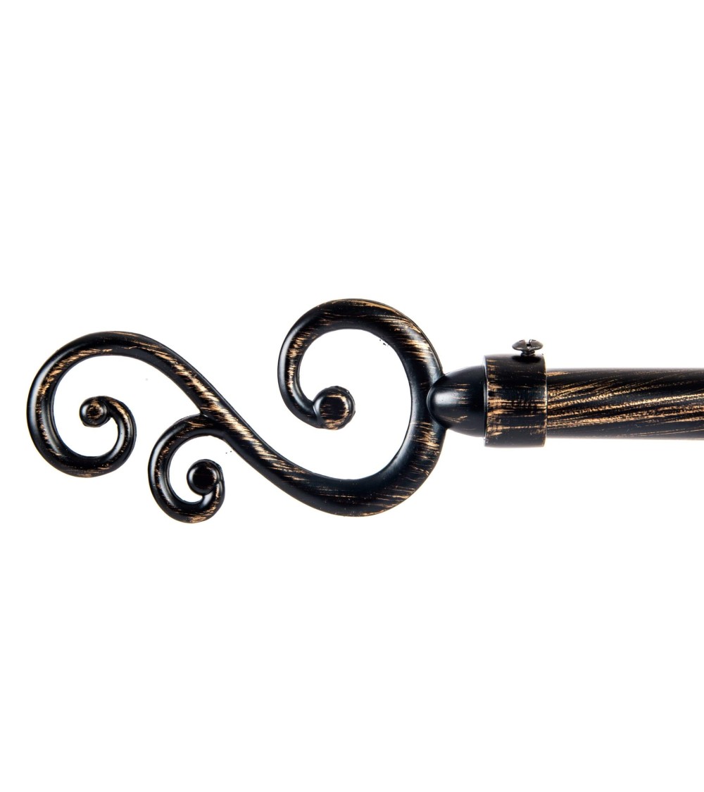 Dcasa Barra de Cortina Extensible de Metal Negra Envejecido para Dormitorio de 120-210 cm Forma S