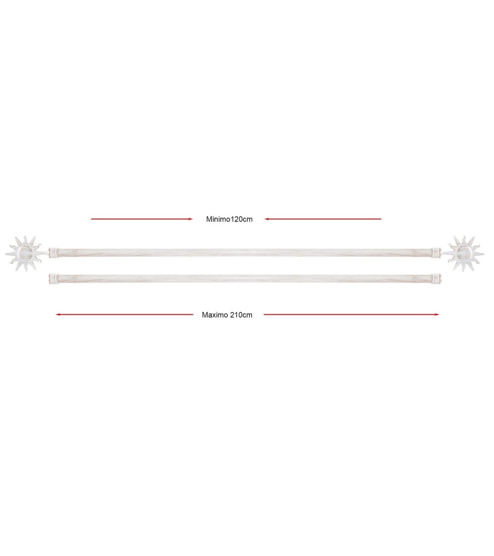 Dcasa Barra De Cortina Extensible Doble De Metal Blanca Minimalista Para Dormitorio Sol De 120-210 Cm