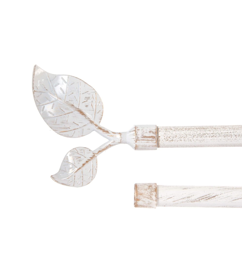 Dcasa Barra de Cortina Extensible Doble de Metal Blanca Minimalista para Dormitorio Hojas de 120-210 cm