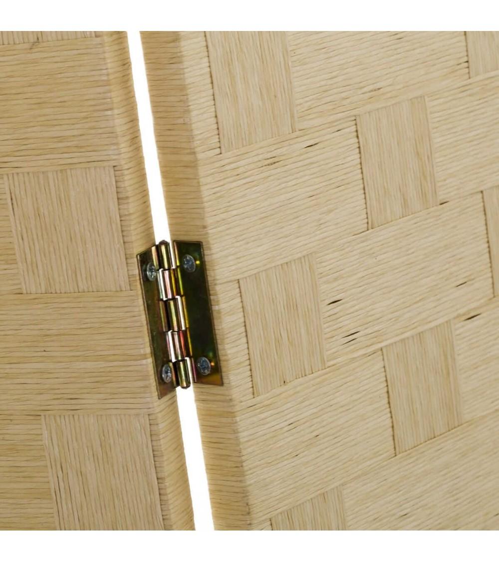 Dcasa Biombo De Madera Beige Plegable 3 Hojas Moderno De 175x120 Cm