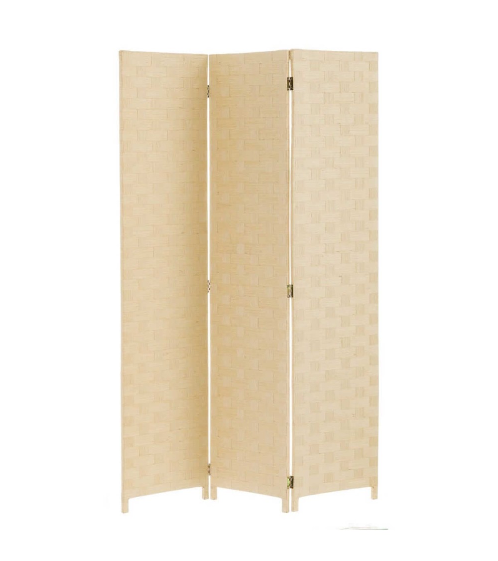 Dcasa Biombo de madera beige plegable 3 hojas moderno de 175x120 cm