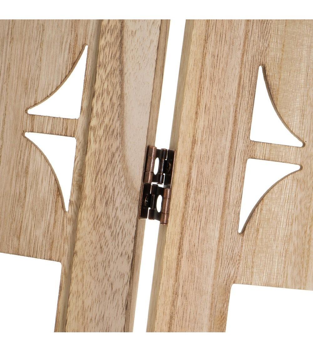 Dcasa Biombo Mandala Tallado De Madera De Paulonia Natural De 120x170 Cm