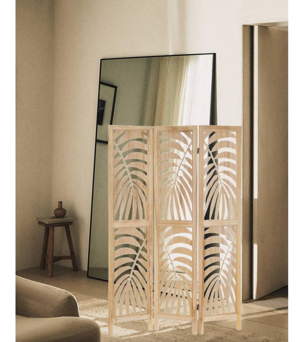 Dcasa Biombo Mandala Tallado De Madera De Paulonia Natural De 120x170 Cm