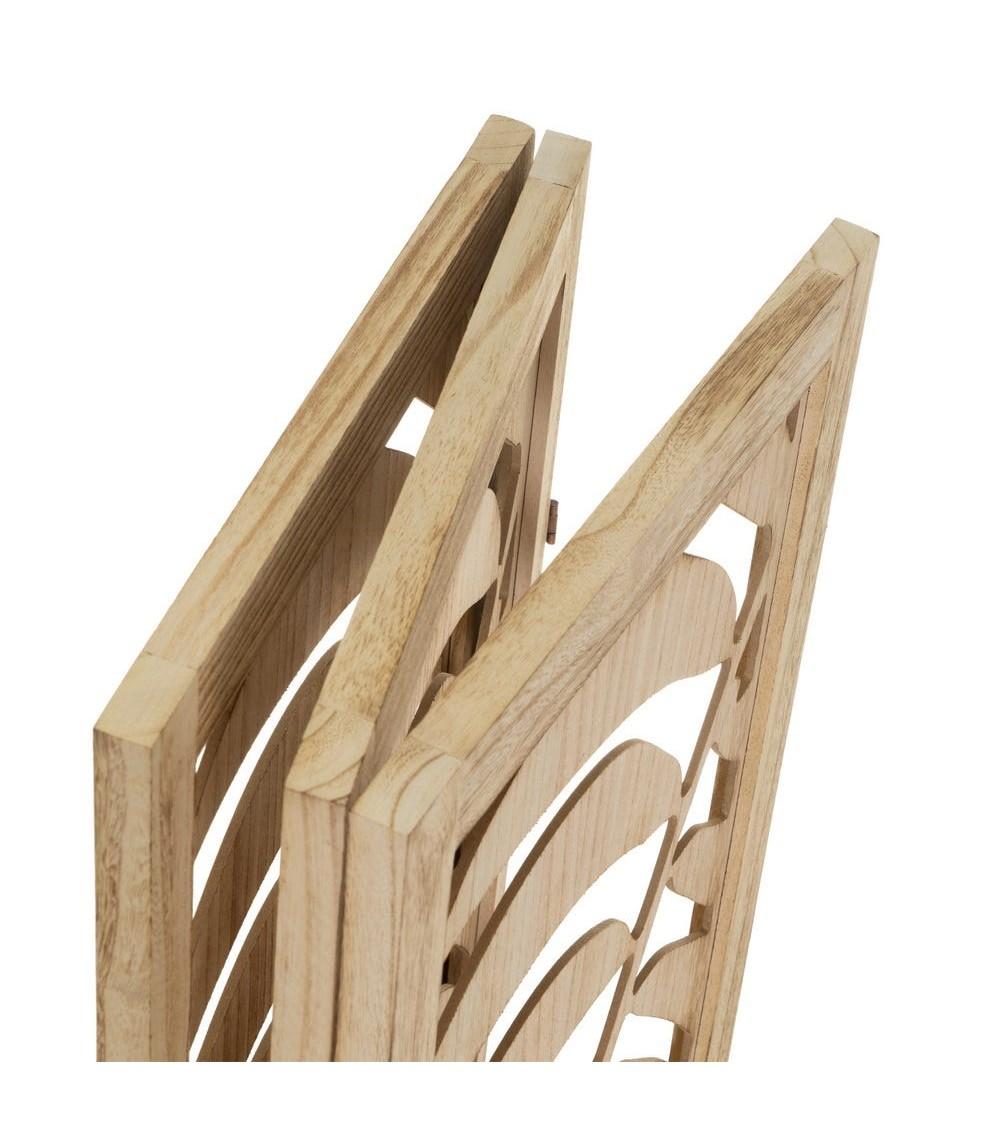 Dcasa Biombo Mandala Tallado De Madera De Paulonia Natural De 120x170 Cm