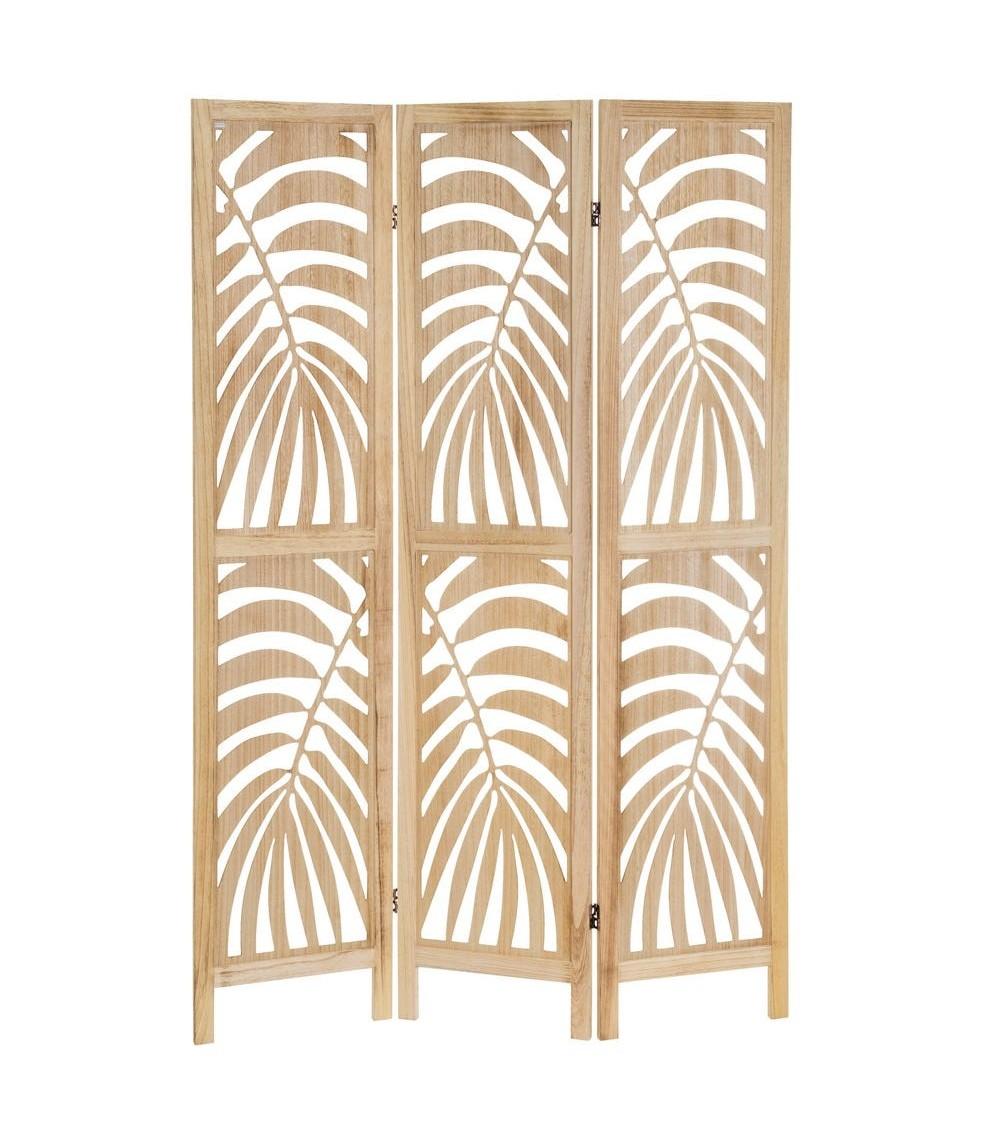 Dcasa Biombo mandala tallado de madera de paulonia natural de 120x170 cm