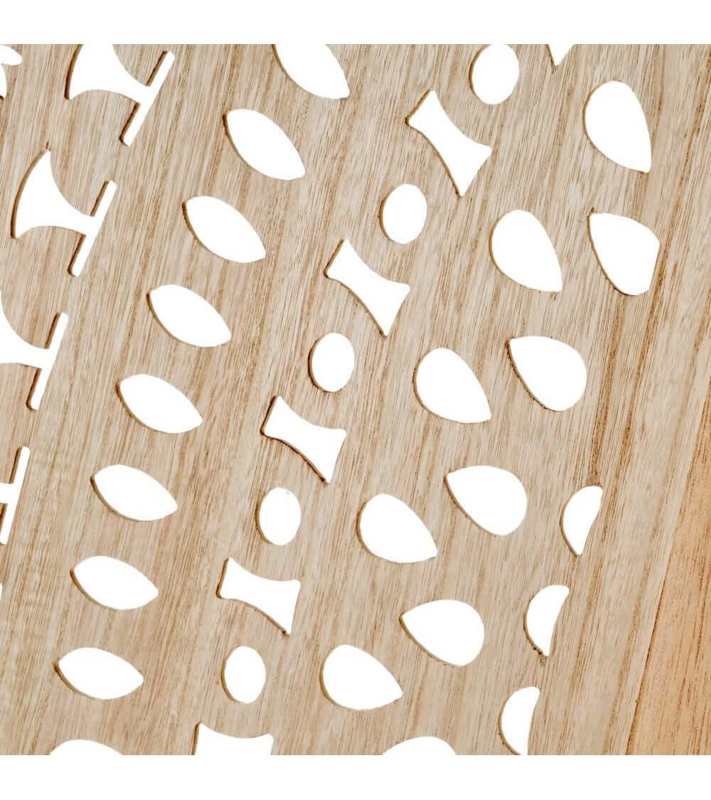 Dcasa Biombo Mandala Tallado De Madera De Paulonia Natural De 122x170 Cm