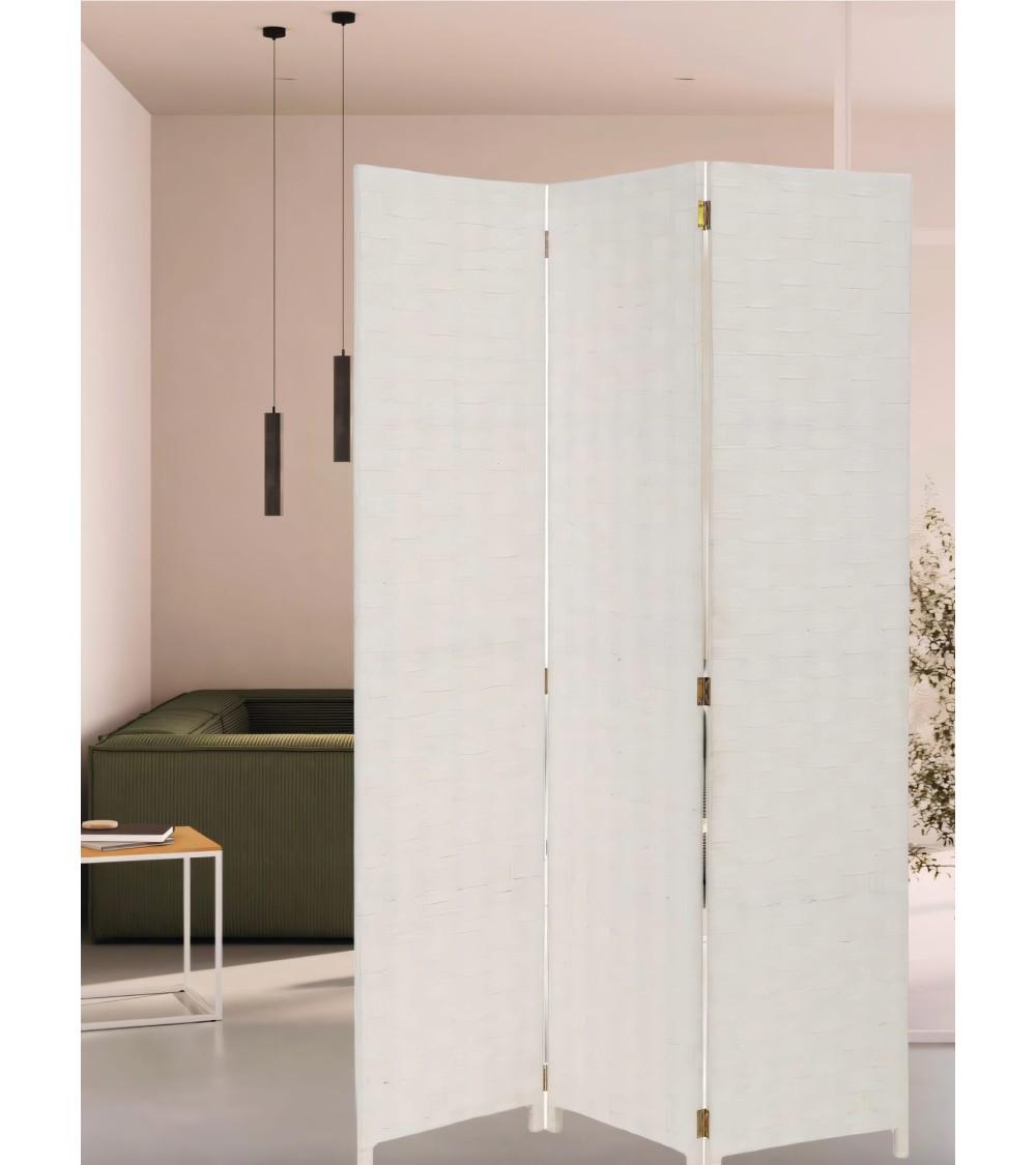 Dcasa Biombo Plegable De 3 Hojas De Madera Blanco Minimalista De 120x175 Cm
