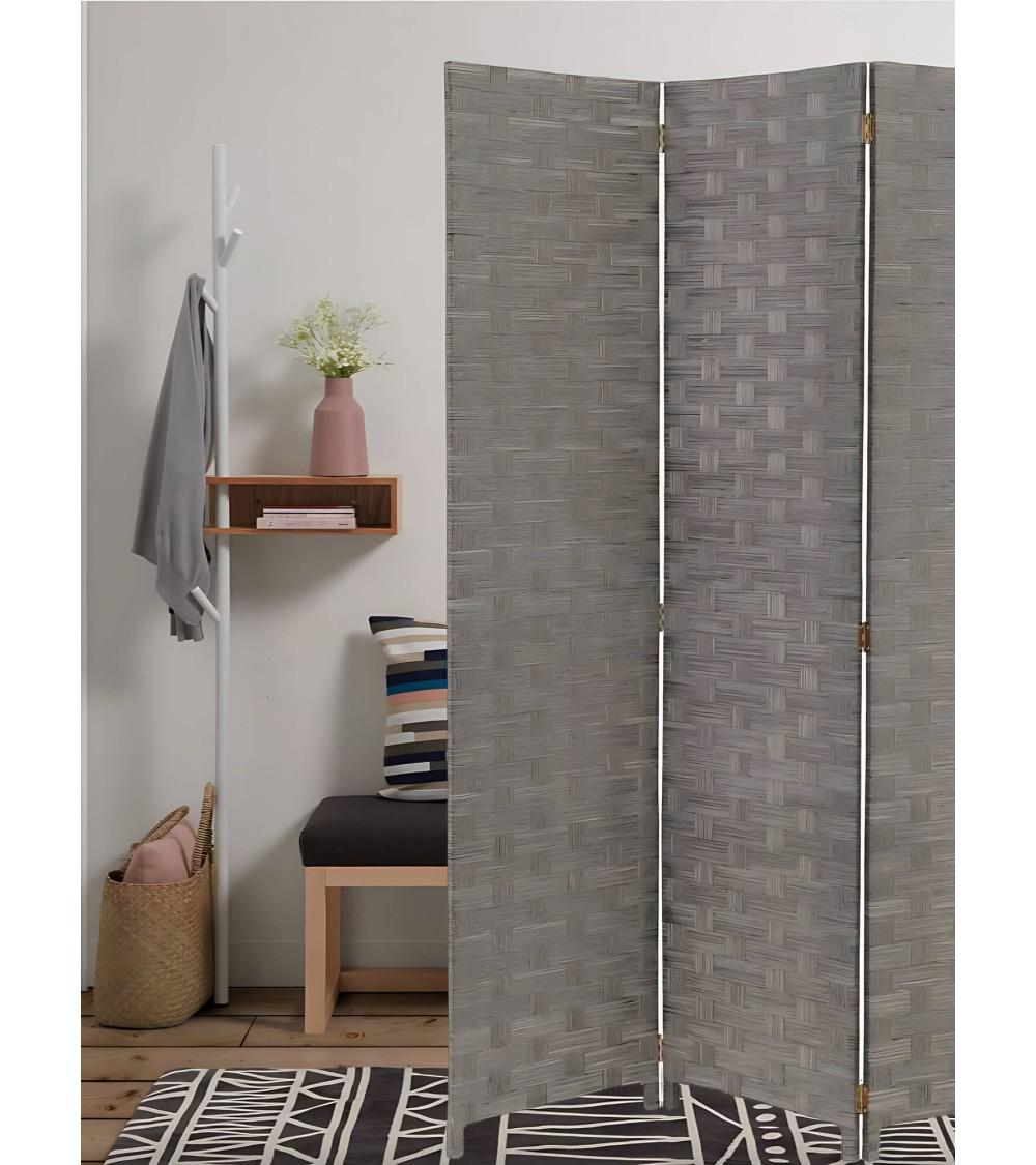 Dcasa Biombo Plegable De 3 Hojas De Madera Gris Oriental De 120x175 Cm